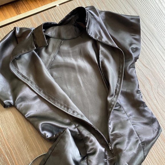 Chinese type black satin dress in size small. - Picture 8 of 11